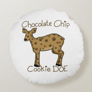 Chocolate Chip Cookie Doe Round Pillow