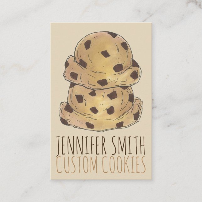 Chocolate Chip Cookie Dough Bakery Pastry Chef Business Card (Front)