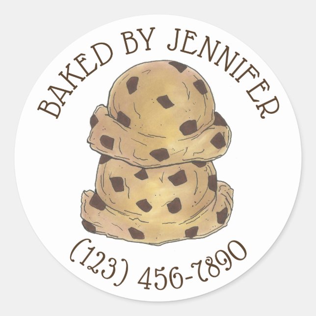 Chocolate Chip Cookie Dough Bakery Pastry Chef Classic Round Sticker (Front)