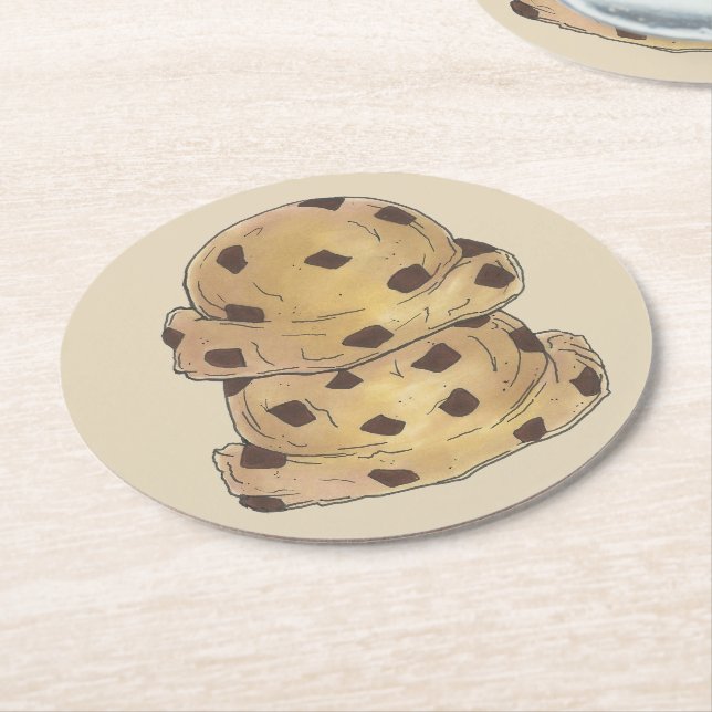 Chocolate Chip Cookie Dough Bakery Pastry Chef Round Paper Coaster (Angled)