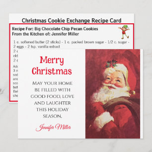 Chocolate Chip Cookie Exchange Recipe Christmas  Holiday Card