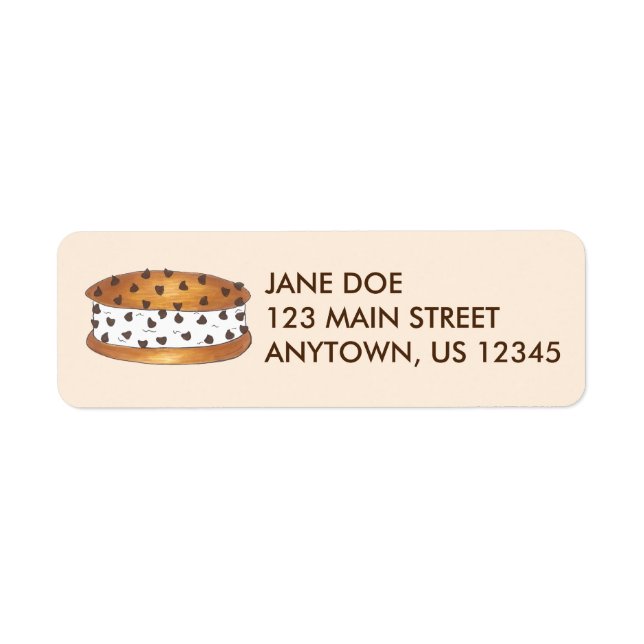 Chocolate Chip Cookie Ice Cream Sandwich Labels (Front)