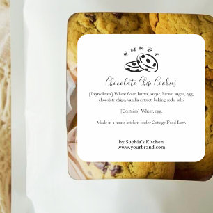 Chocolate Chip Cookie Ingredient Label Minimalist