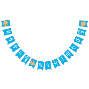 Chocolate Chip Cookie Kids 1st Birthday Party Blue Bunting Flags