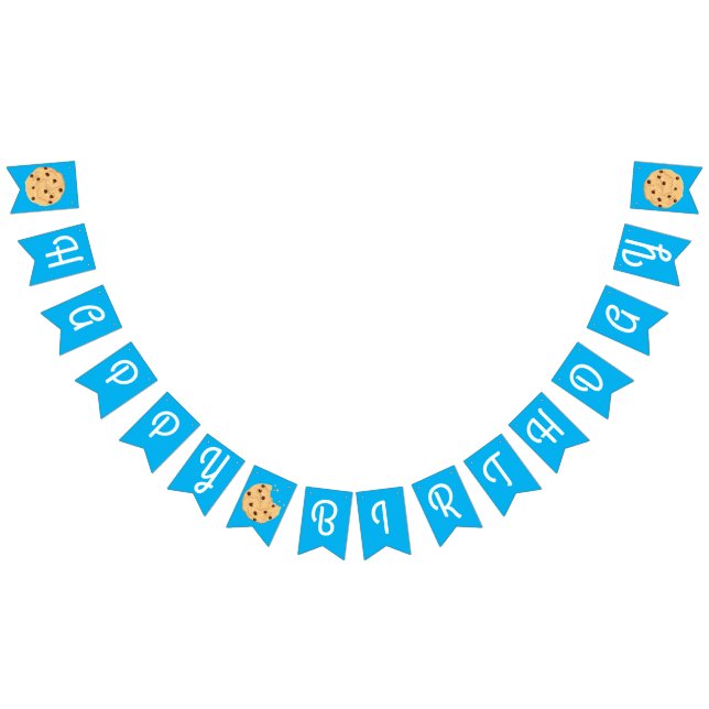 Chocolate Chip Cookie Kids 1st Birthday Party Blue Bunting Flags (All)
