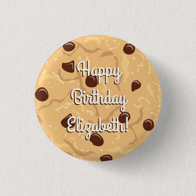 Chocolate Chip Cookie Kids 1st Birthday Party Pink 1 Inch Round Button (Front)