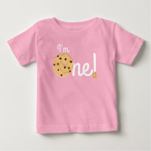 Chocolate Chip Cookie Kids 1st Birthday Party Pink Baby T-Shirt