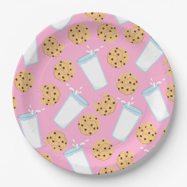 Chocolate Chip Cookie Kids 1st Birthday Party Pink Paper Plate (Front)