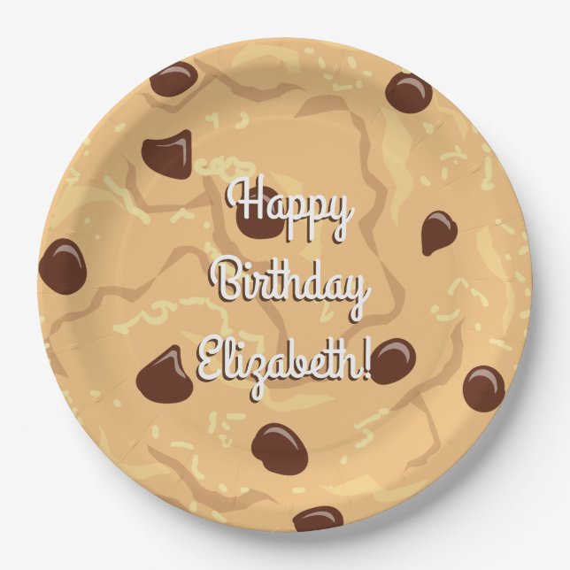 Chocolate Chip Cookie Kids 1st Birthday Party Pink Paper Plate (Front)