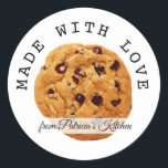 Chocolate Chip Cookie Made With love Classic Round Sticker<br><div class="desc">Made With love From The Kitchen Of Stickers-Chocolate chip cookie  decorates the personalized kitchen baking stickers.</div>