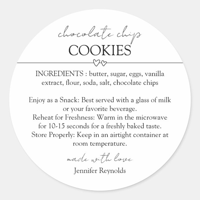 Chocolate Chip Cookie Mix Jar Gift Tag (Front)