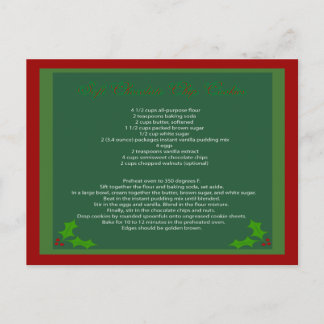 Chocolate Chip Cookie Recipe Postcard