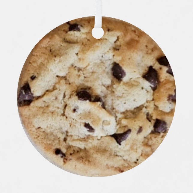 Chocolate Chip Cookie Romantic Christmas Metal Ornament (Front)