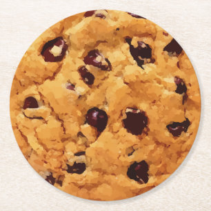 Chocolate Chip Cookie Round Paper Coaster