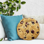 Chocolate Chip Cookie Round Pillow<br><div class="desc">A delicious addition to your home decor with this sweet chocolate chip cookie pillow! Created from a high resolution image of an actual chocolate chip cookie fresh and warm from the oven.</div>