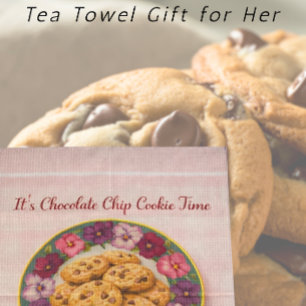 Chocolate Chip Cookie Tea Towel   Vintage Pansies