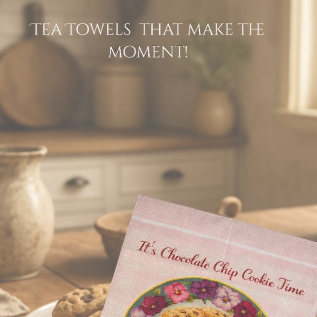 Chocolate Chip Cookie Time Cottage Tea Towel (Cozy Baking Days - a Perfect Gift For Her - Tea Towels that they will love!)