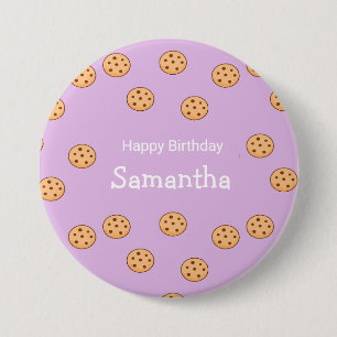 Chocolate chip cookies birthday purple 3 inch round button