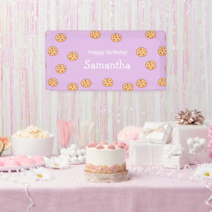 Chocolate chip cookies birthday purple banner