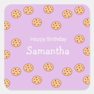 Chocolate chip cookies birthday purple  square sticker