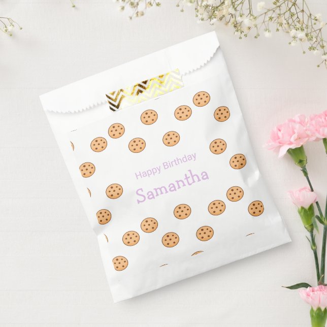 Chocolate chip cookies birthday white favour bag (Sealed)