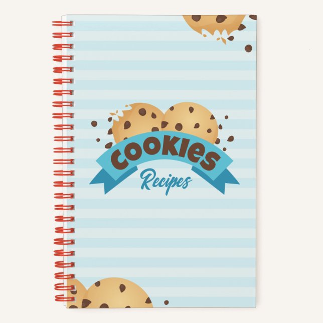 Chocolate Chip Cookies Blue Stripes Recipes Notebook (Front)