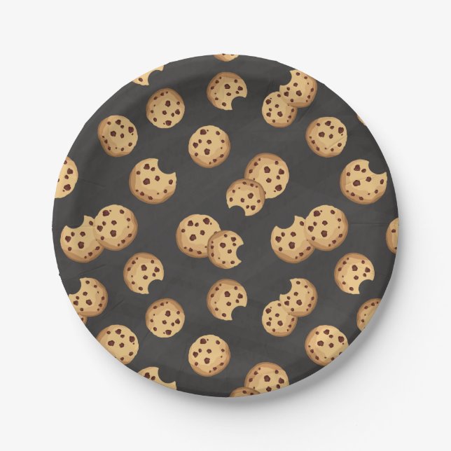 Chocolate Chip Cookies Chalkboard Birthday Paper P Paper Plate (Front)
