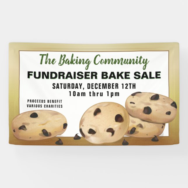Chocolate Chip Cookies Fundraiser Bake Sale Banner (Horizontal)