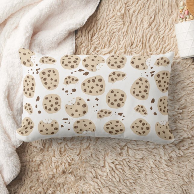 Chocolate Chip Cookies Pattern Lumbar Pillow (Blanket)