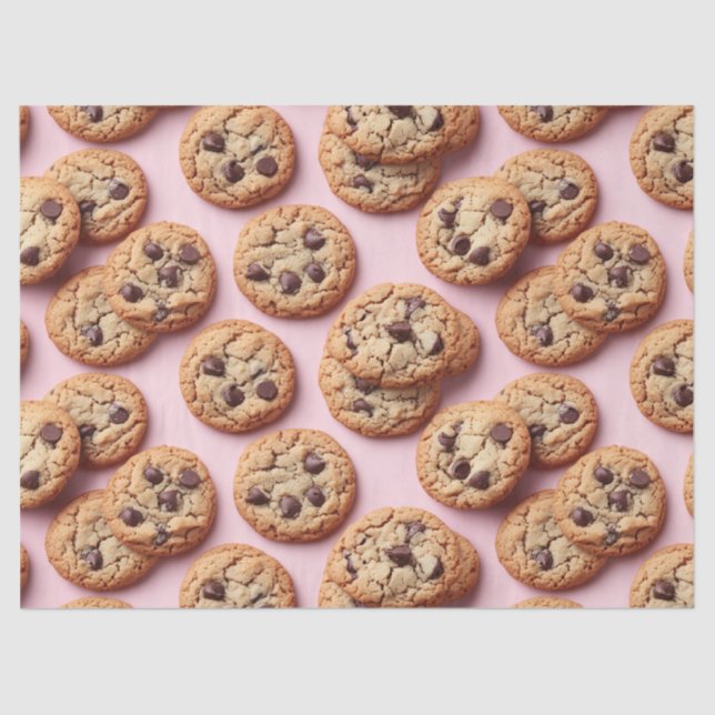 Chocolate Chip Cookies Pattern on Pink Decoupage Tissue Paper (Front)