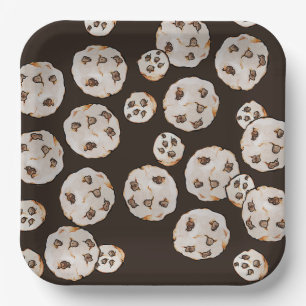 Chocolate Chip Cookies Pattern Paper Plate