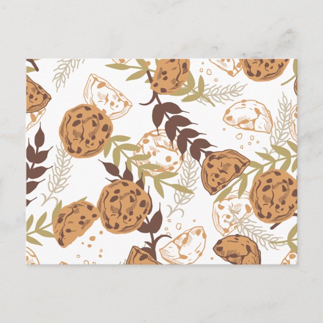 chocolate chip cookies pattern white ver postcard (Front)