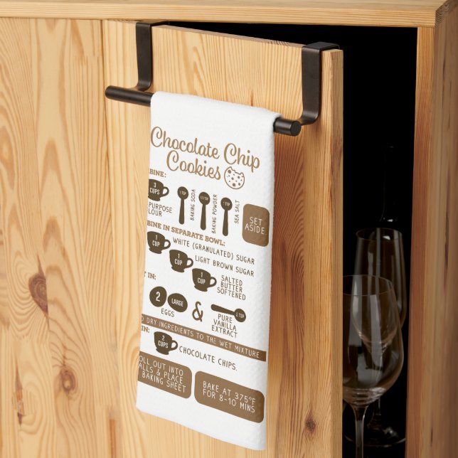 Chocolate Chip Cookies Recipe Kitchen Towel (Thirds Fold)