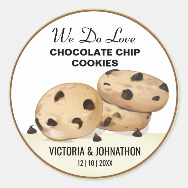 Chocolate Chip Cookies Thank You | Wedding Classic Round Sticker (Front)
