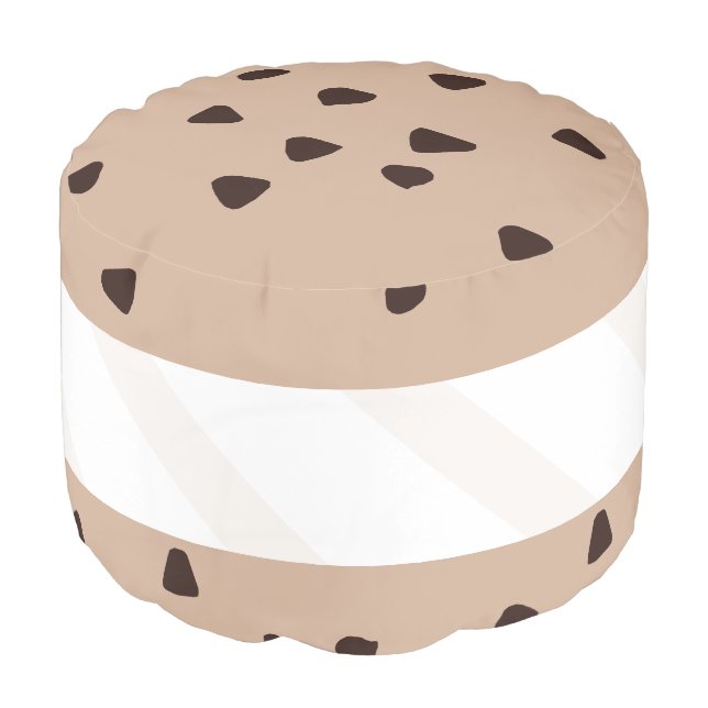 Chocolate Chip Ice Cream Sandwich Pouf (Angled Front)