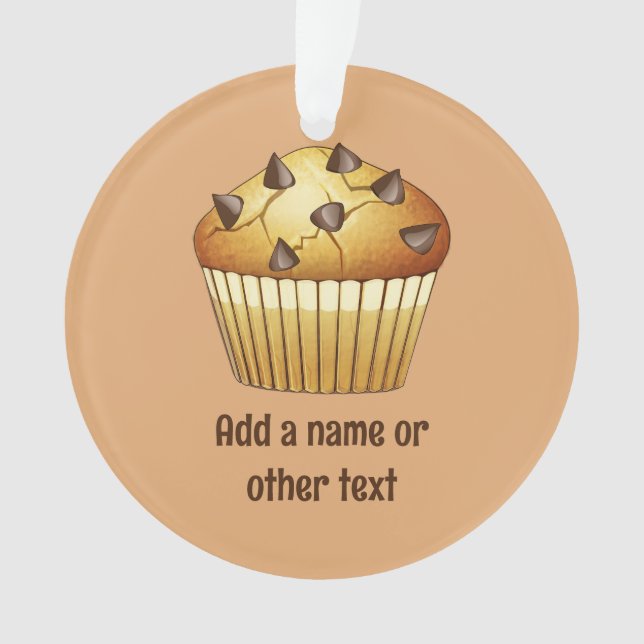 Chocolate Chip Muffin Graphic - Text on Both Sides Ornament (Front)