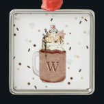 Chocolate Christmas Snowman Milkshake Monogram Metal Ornament<br><div class="desc">Illustration of a chocolate Christmas themed extreme milkshake topped with sprinkles,  hot fudge,  chocolate chips,  marshmallow shaped snowman,  whipped cream,  and a snowflake shaped Christmas cookie.  Monogram with initial.</div>