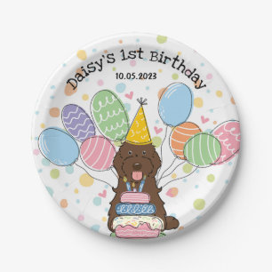 Chocolate Cockapoo Cavapoo Dog Birthday Paper Plate