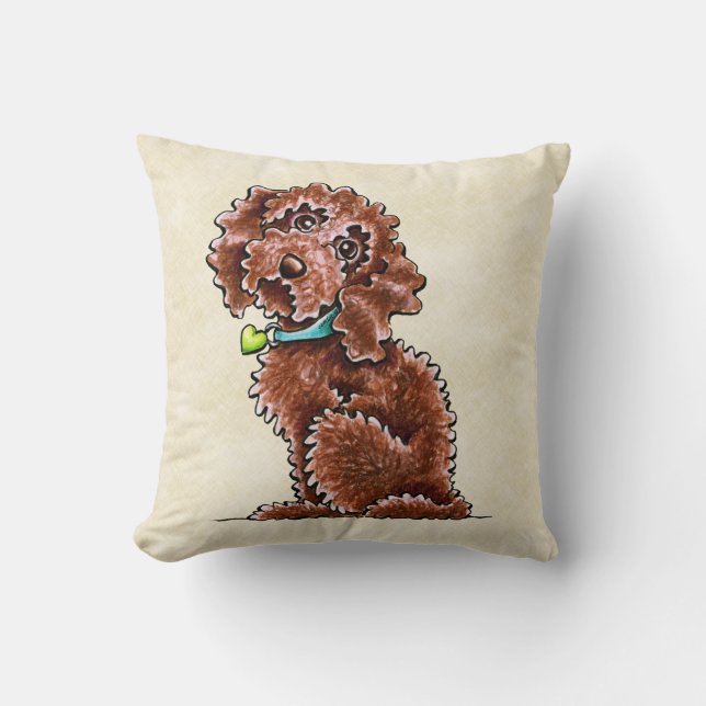Chocolate Cockapoo Heart Collar Throw Pillow (Front)