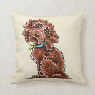 Chocolate Cockapoo Heart Collar Throw Pillow