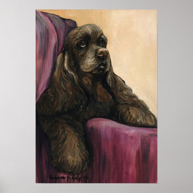 "Chocolate Cocker Spaniel" Art Reproduction Print (Front)