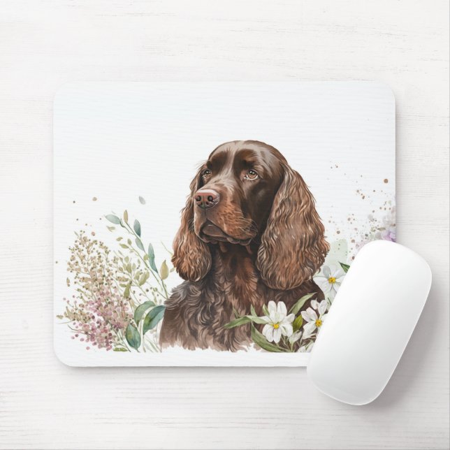 Chocolate Cocker Spaniel in Lilacs  Mouse Pad (With Mouse)