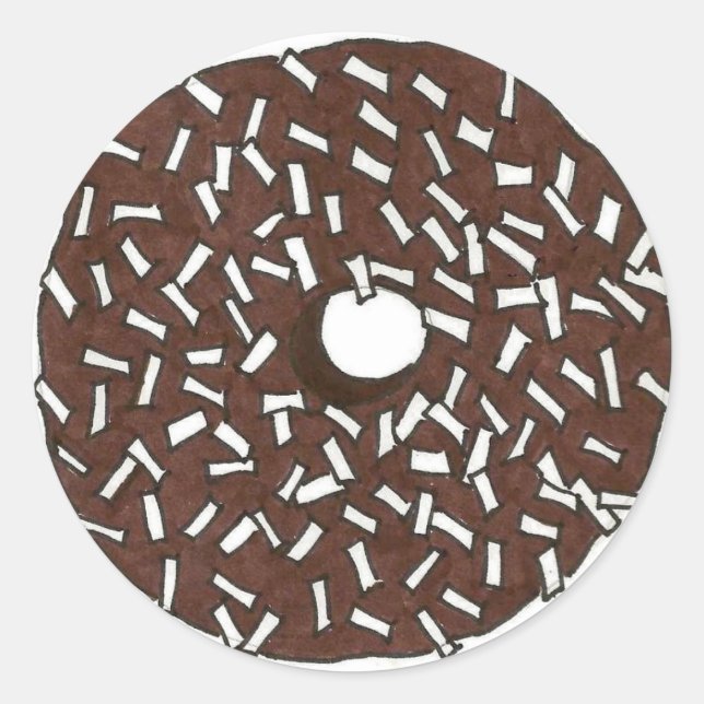 Chocolate Coconut Cake Doughnut Doughnut Breakfast Classic Round Sticker (Front)