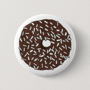 Chocolate Coconut Doughnut Doughnut Breakfast Food 2 Inch Round Button