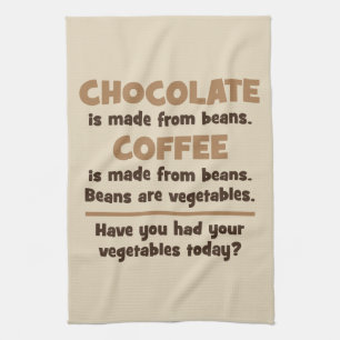 Chocolate, Coffee, Beans, Vegetables - Novelty Kitchen Towel