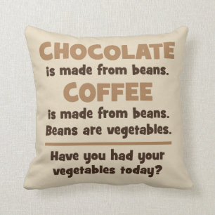 Chocolate, Coffee, Beans, Vegetables - Novelty Throw Pillow