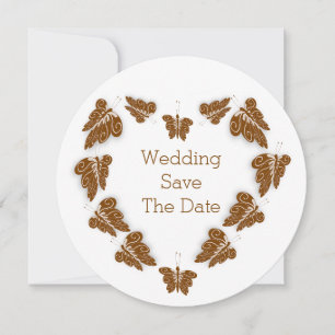 Chocolate Coloured Butterflies Design Wedding Save The Date