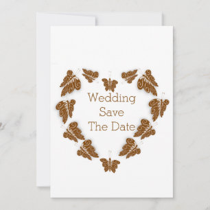 Chocolate Coloured Butterflies Design Wedding Save The Date