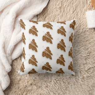 Chocolate Coloured Butterfly Design Throw Pillow