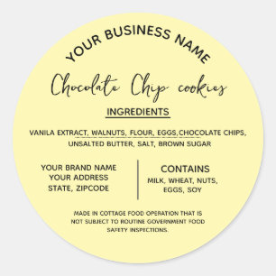 Chocolate cookies ingredients list  business  classic round sticker
